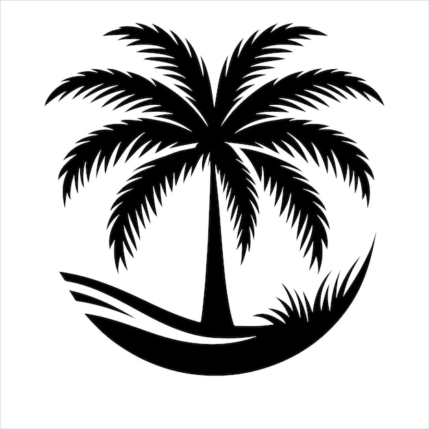 Palm tree vector logo silhouette palm icon vector Beach surfing icon logo design