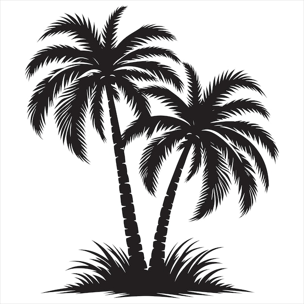 palm tree Vector of twin coconut tree for coconut tree logo Emblem Screen TShirt