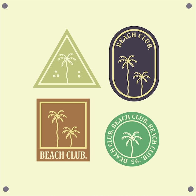 Palm tree vintage logo design illustration template set in any shapes