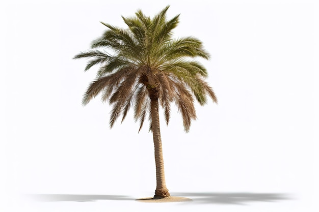 Palm tree with a large crown Isolated over white