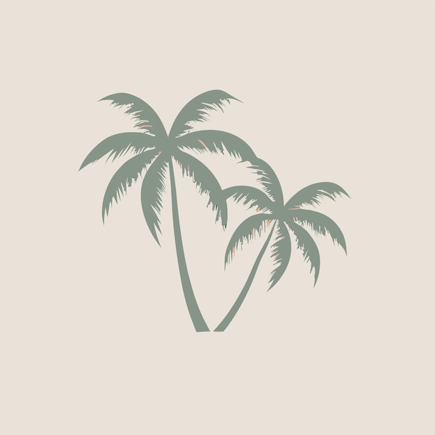 Vector palm trees are on a beige background with green leaves