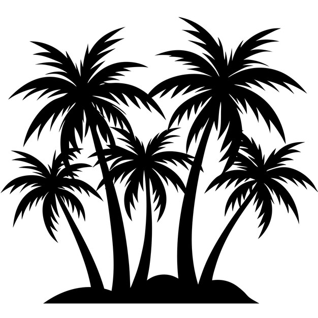 palm trees set black silhouette vector art and illustration