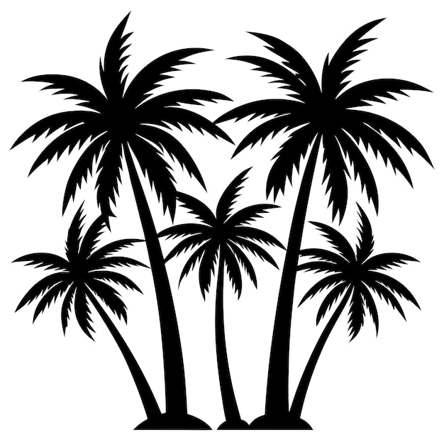 Vector palm trees set black silhouette vector art and illustration