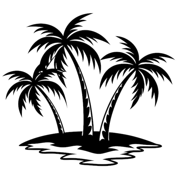 Vector palm trees and water silhouette vector collection