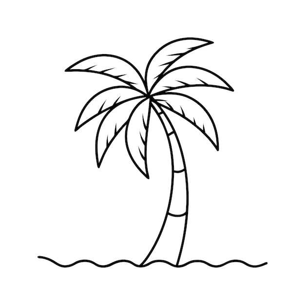 Palm vector line art tree icon logo illustration