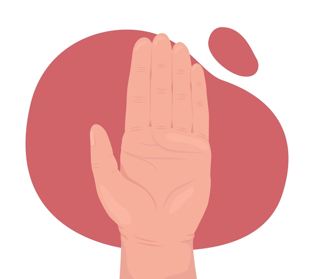 Palm with fingers 2D vector isolated illustration