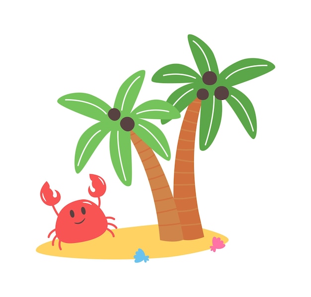 Palms And Crab on Beach