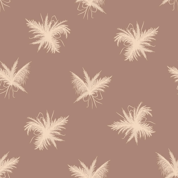 Pampas grass seamless pattern Vector cortaderia in boho style Autumn background