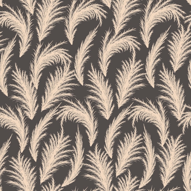 Pampas grass seamless pattern Vector cortaderia in boho style Autumn background