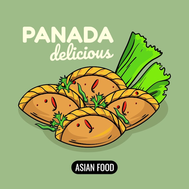 Panada cake hand drawn design vector premium asian food