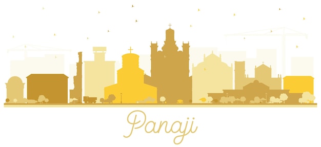 Panaji India City Skyline Silhouette with Golden Buildings Isolated on White. Vector Illustration. Business Travel and Tourism Concept with Historic Architecture. Panaji Cityscape with Landmarks.