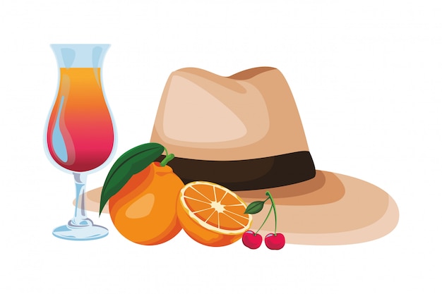 Panama hat with cocktail