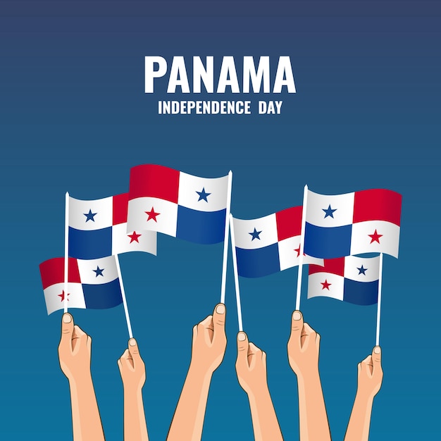 Panama Independence Day Hands hold the flags