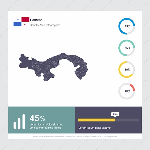 Panama Map & Flag Infographics template