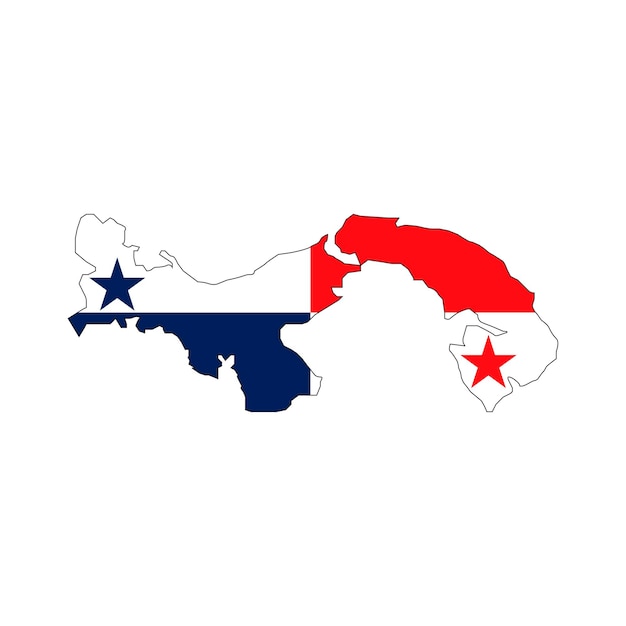 Panama map silhouette with flag on white background