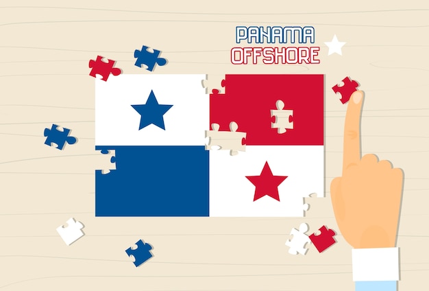 Panama National Flag Puzzle Flat Vector Illustration