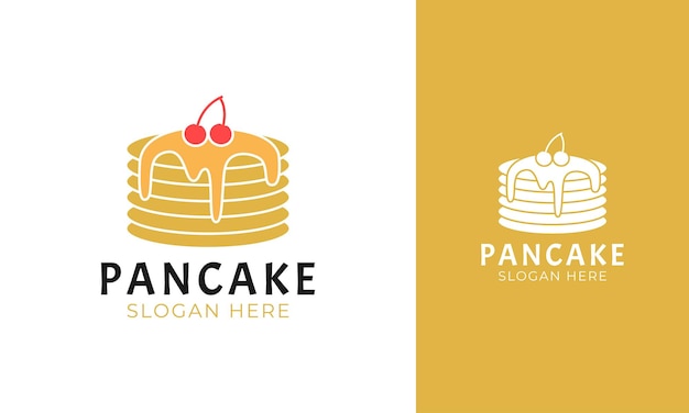 Pancake logo design with cherry icon and honey melted