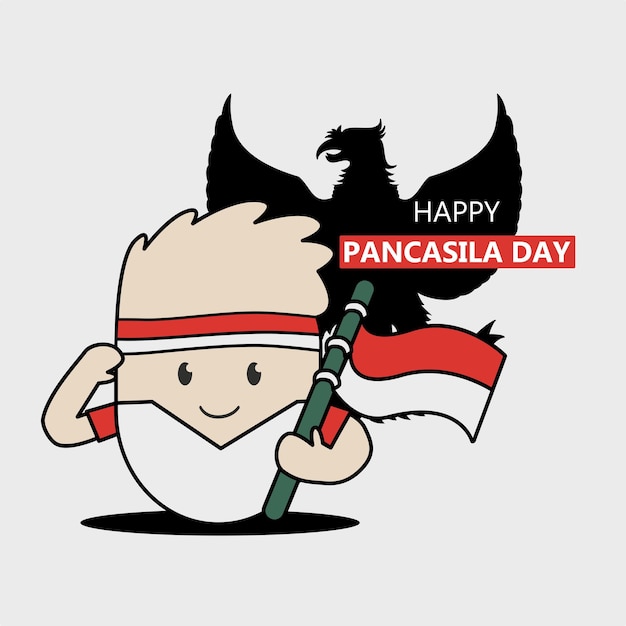 Pancasila day sticker hand drawing vector illustration