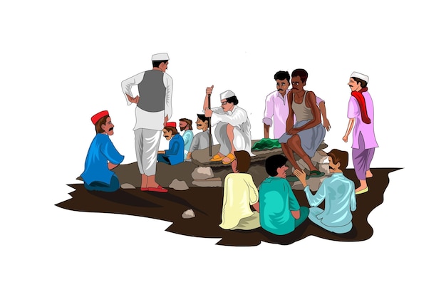 Panchayat vector illustration village meeting