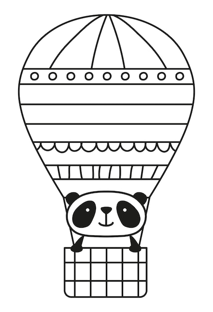 Panda in air balloon vector illustration