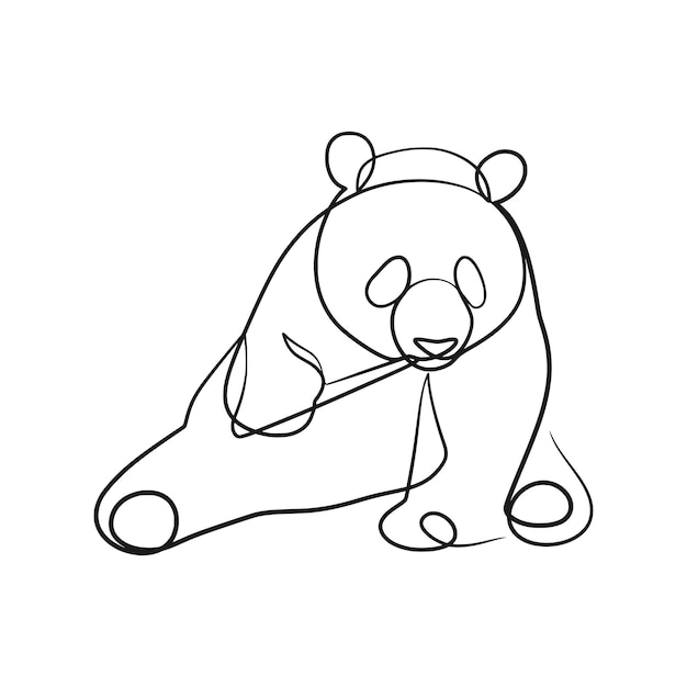 Panda bear continuous line art drawing