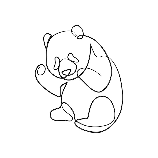 Panda bear continuous line art drawing