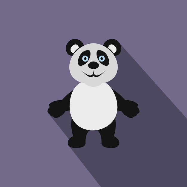 Panda bear icon in flat style on a violet background