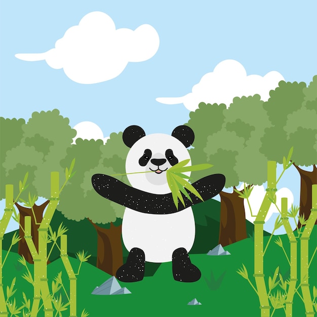 Panda bear with bamboo