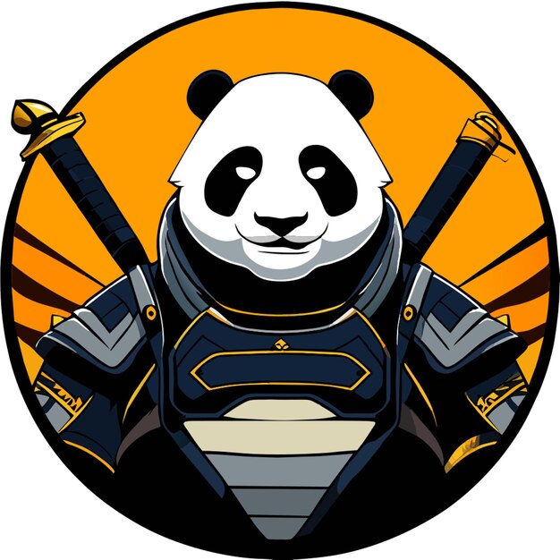 Vector a panda bear with a sword and swords on it