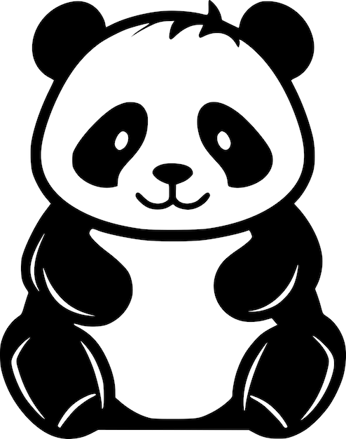 Panda Black and White Vector illustration