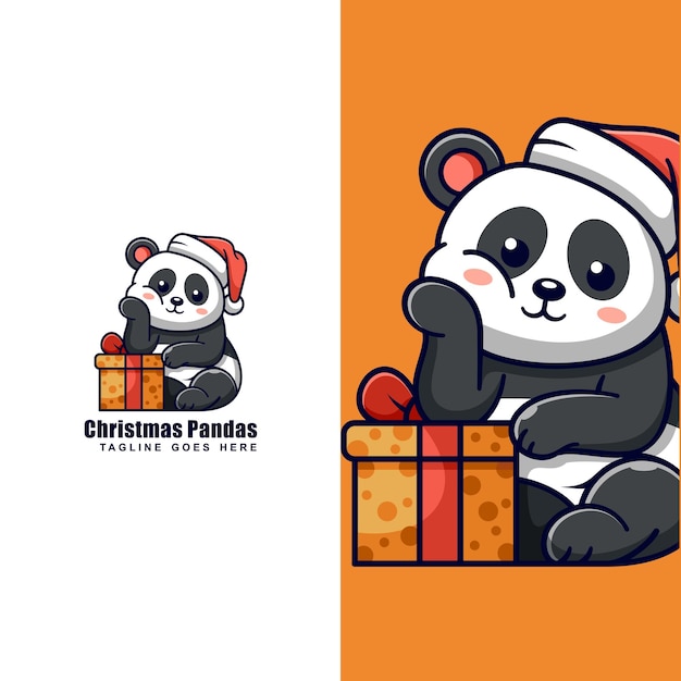 Panda christmas character mascot design