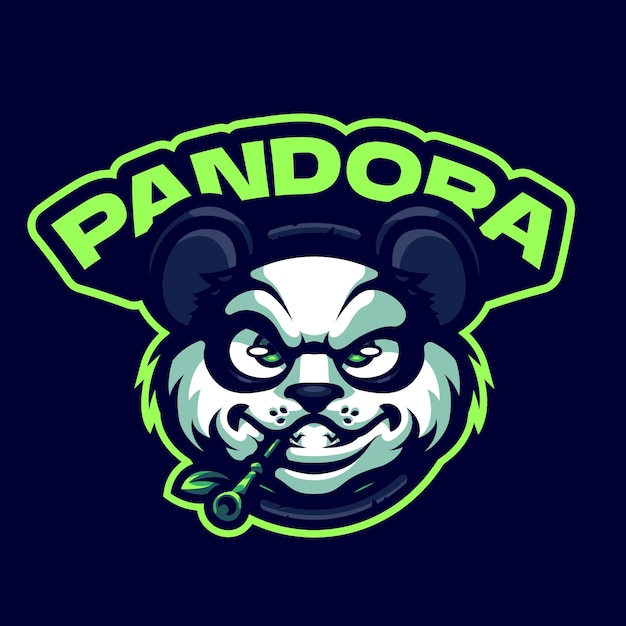 Vector panda fighter mascot logo template for sport bussiness and gaming team isolated on background