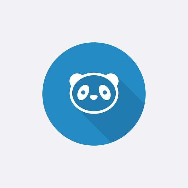 Panda Flat Blue Simple Icon with long shadowxA