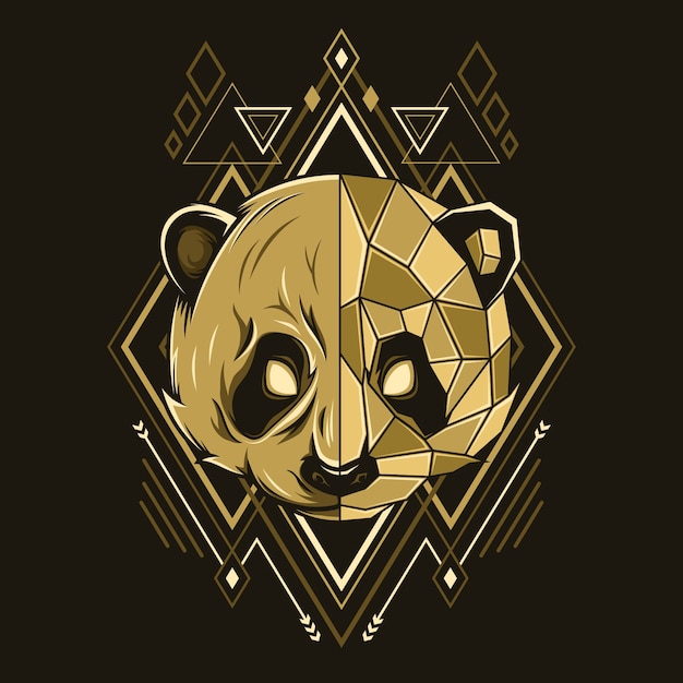 Panda head geometry style illustration