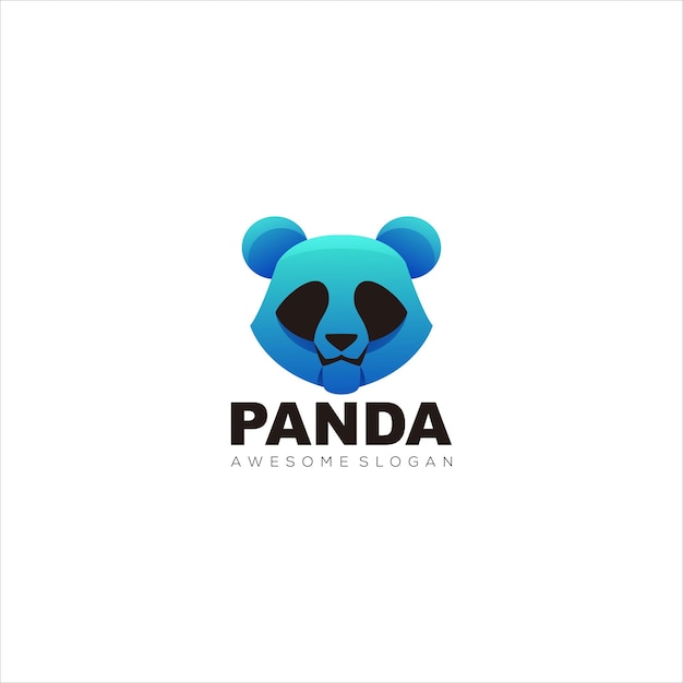 panda head logo colorful gradient vector