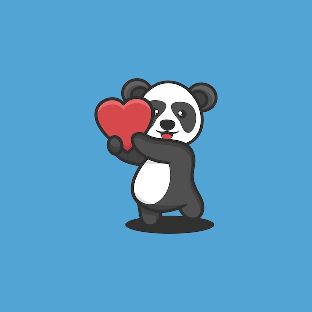 Panda holding a heart icon vector