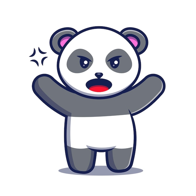 Panda illustration. Cute panda in angry expression vector illustration