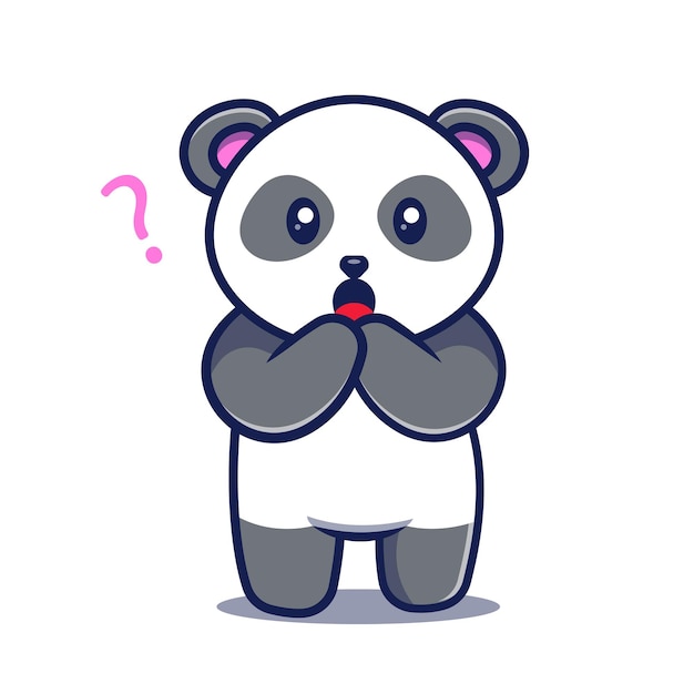 Panda illustration. Cute panda in surprised expression vector illustration