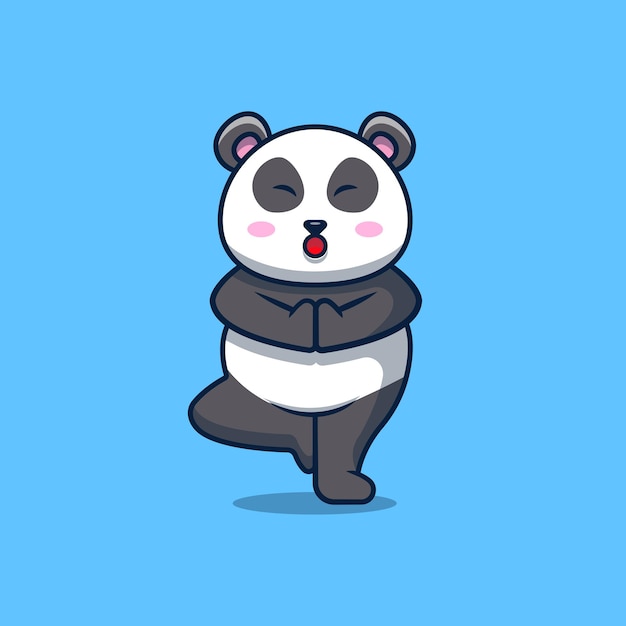 Panda illustration Cute panda in yoga style illustration vector Adorable panda illustration