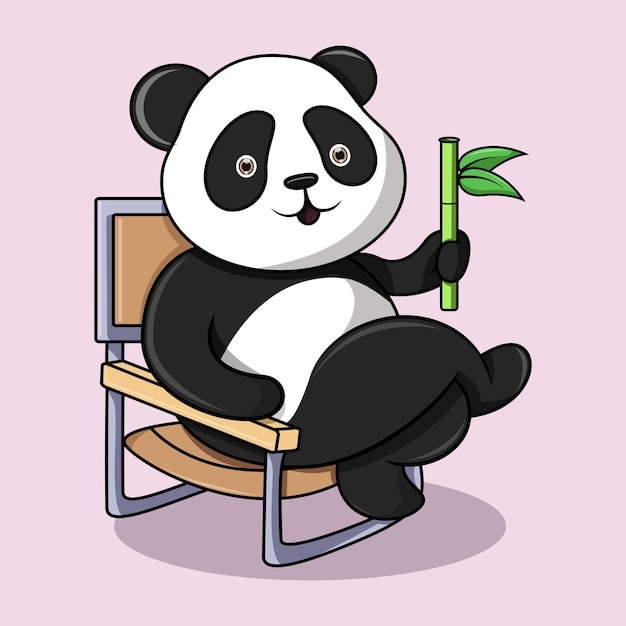 A panda is sitting relaxed