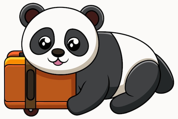 Panda lean over a luggage I