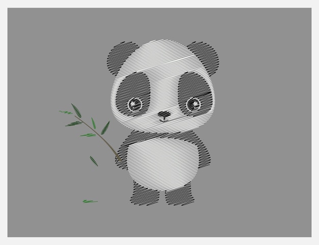 Panda line art background vector Cute Panda line art wallpaper pet line art for wall decoration