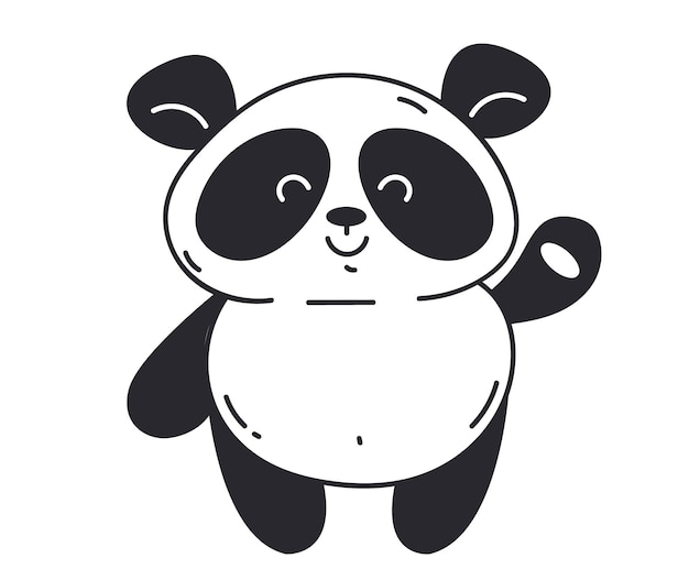 Panda logo bear icon animal silhouette line art concept cartoon graphic design element