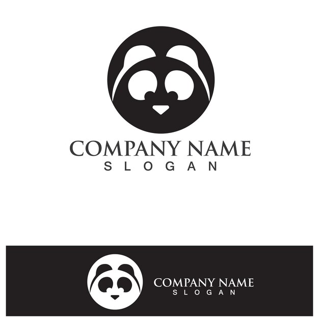 Panda logo black and white head