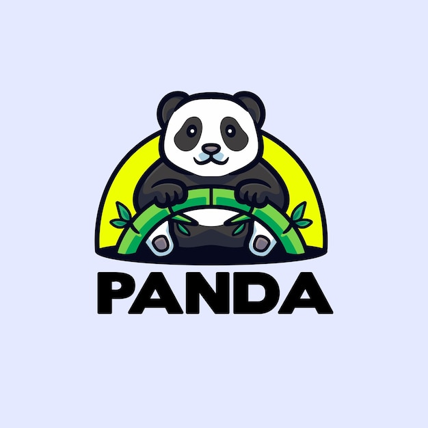 Panda logo cartoon mascot fruit vector illustration