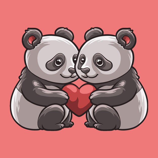 Panda Love mascot great illustration for your branding business