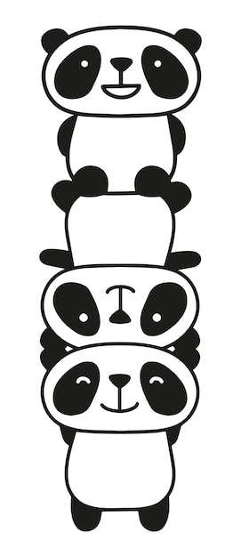 Panda pile vector illustration