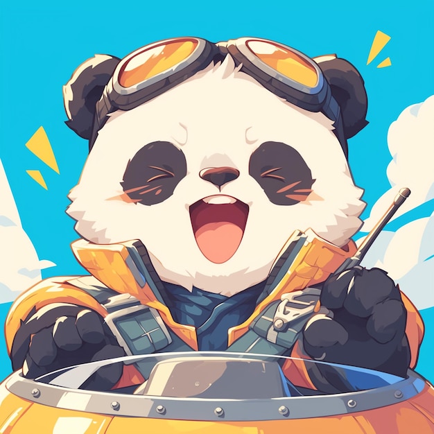 A panda pilot cartoon style