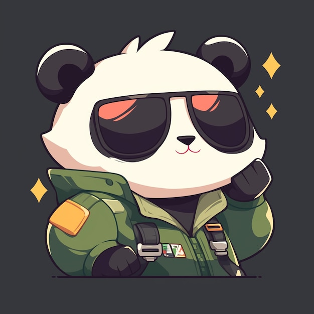 A panda pilot cartoon style