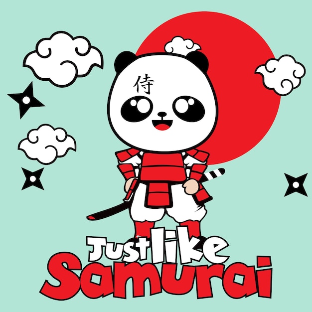 Panda samurai design best for mascot sticker tshirt and etc